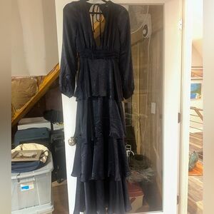 NWT Navy Blue Pleated Long Sleeve Dress